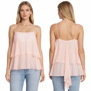 TESSA Blush Chiffon Tiered Top NWT EU 40 US 8 100% Viscose Made in Italy